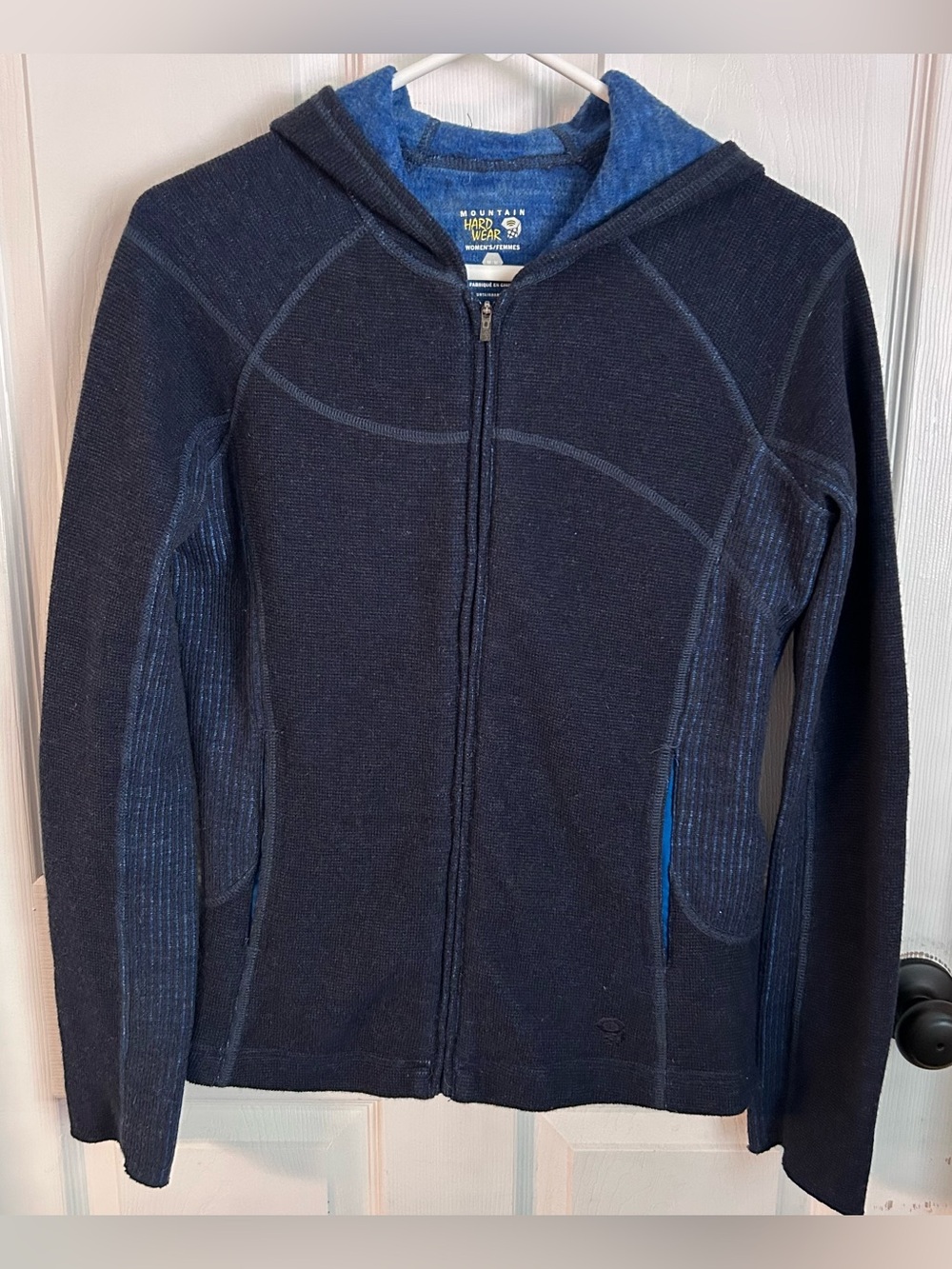 Mountain Hardwear Full-zip Wool Blend Hoodie Sweater Jacket Blue Women’s Medium